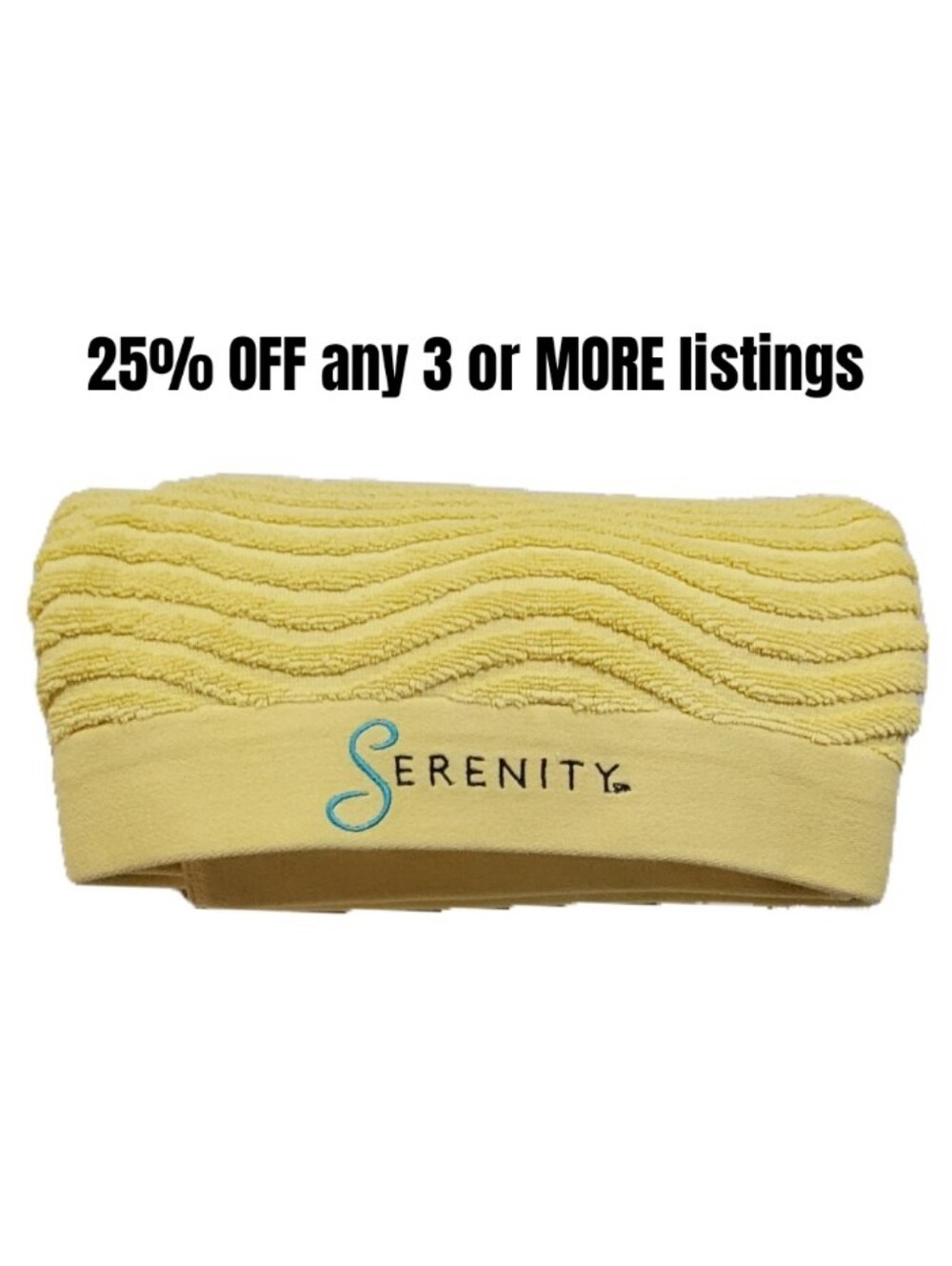 Beach Towel Embroidered Carnival Serenity Logo Yellow Wave Ribbed 100% Cotton